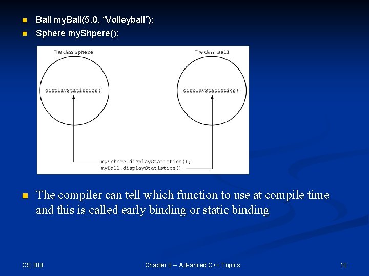 n n n Ball my. Ball(5. 0, “Volleyball”); Sphere my. Shpere(); The compiler can