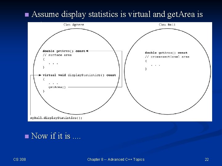 n Assume display statistics is virtual and get. Area is not. n Now if