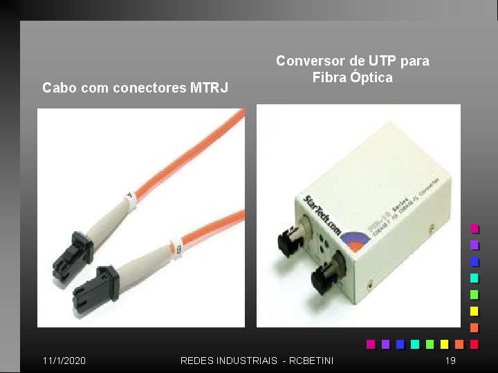 Cabo com conectores MTRJ 11/1/2020 Conversor de UTP para Fibra Óptica REDES INDUSTRIAIS -