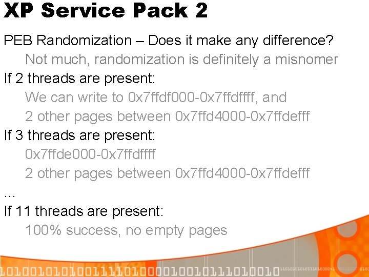 XP Service Pack 2 PEB Randomization – Does it make any difference? Not much, XP Service Pack 2 PEB Randomization – Does it make any difference? Not much,