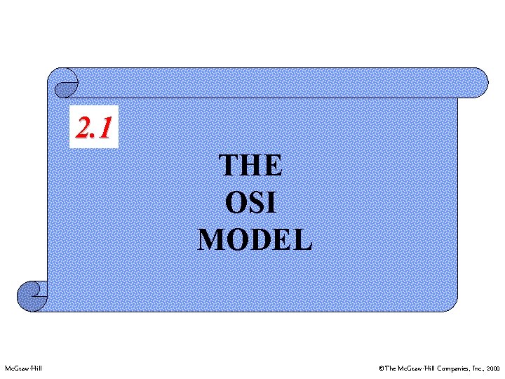 2. 1 THE OSI MODEL Mc. Graw-Hill ©The Mc. Graw-Hill Companies, Inc. , 2000