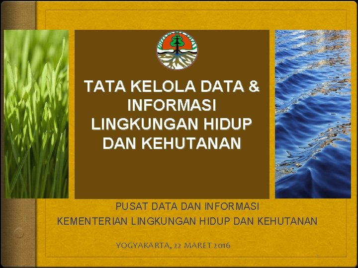 TATA KELOLA DATA & INFORMASI LINGKUNGAN HIDUP DAN KEHUTANAN PUSAT DATA DAN INFORMASI KEMENTERIAN