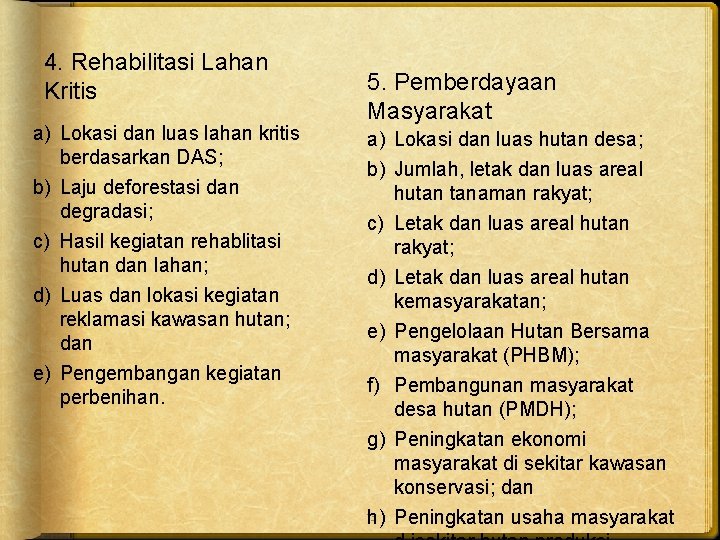 4. Rehabilitasi Lahan Kritis a) Lokasi dan luas lahan kritis berdasarkan DAS; b) Laju