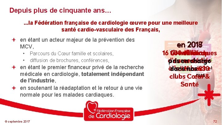 Depuis plus de cinquante ans…. . . la Fédération française de cardiologie œuvre pour