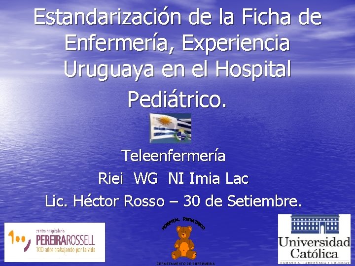 Estandarización de la Ficha de Enfermería, Experiencia Uruguaya en el Hospital Pediátrico. Teleenfermería Riei