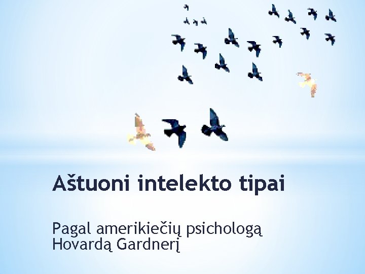 Aštuoni intelekto tipai Pagal amerikiečių psichologą Hovardą Gardnerį 