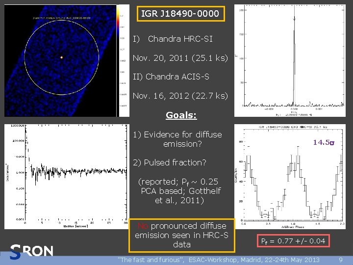 IGR J 18490 -0000 I) Chandra HRC-SI Nov. 20, 2011 (25. 1 ks) II)