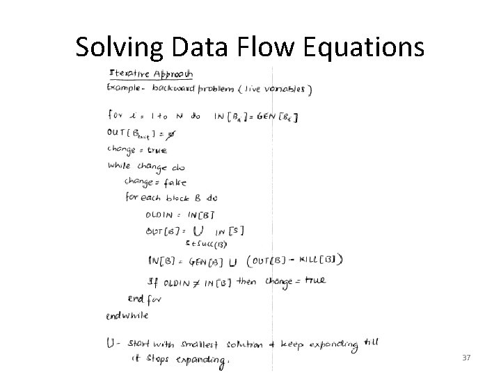 Solving Data Flow Equations 37 