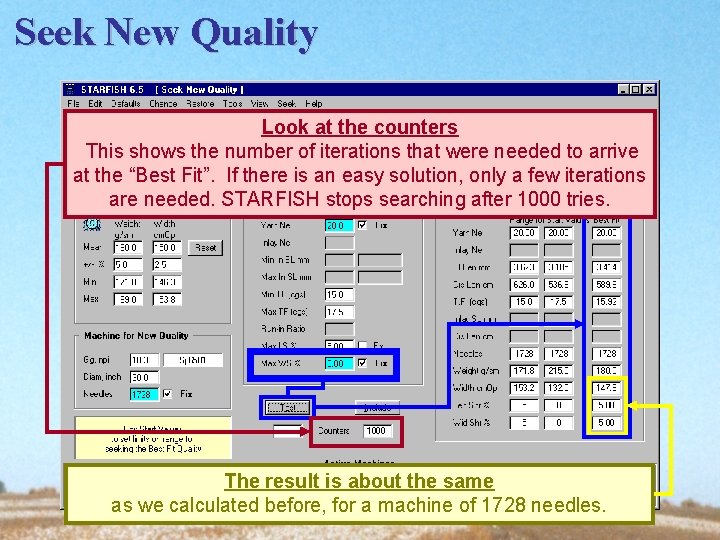 Seek New Quality Look at the counters This shows the number of iterations that