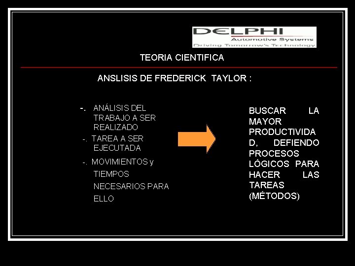 Lic. M. S. c. Adafrancys Salazar TEORIA CIENTIFICA ANSLISIS DE FREDERICK TAYLOR : -.