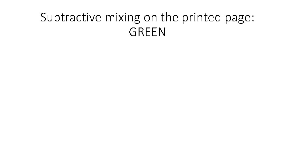 Subtractive mixing on the printed page: GREEN 