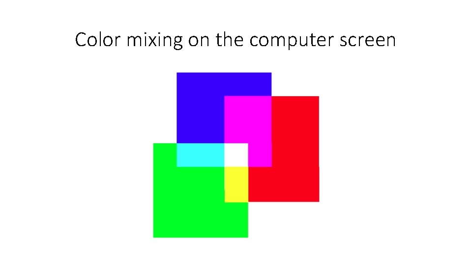 Color mixing on the computer screen 