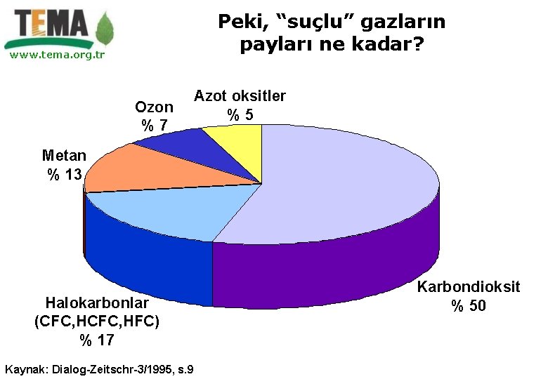 Peki, “suçlu” gazların payları ne kadar? www. tema. org. tr Ozon %7 Azot oksitler