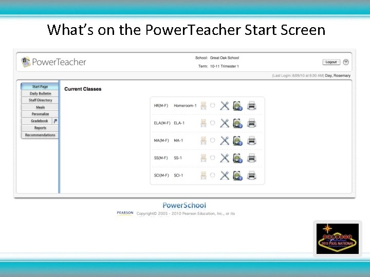 What’s on the Power. Teacher Start Screen 