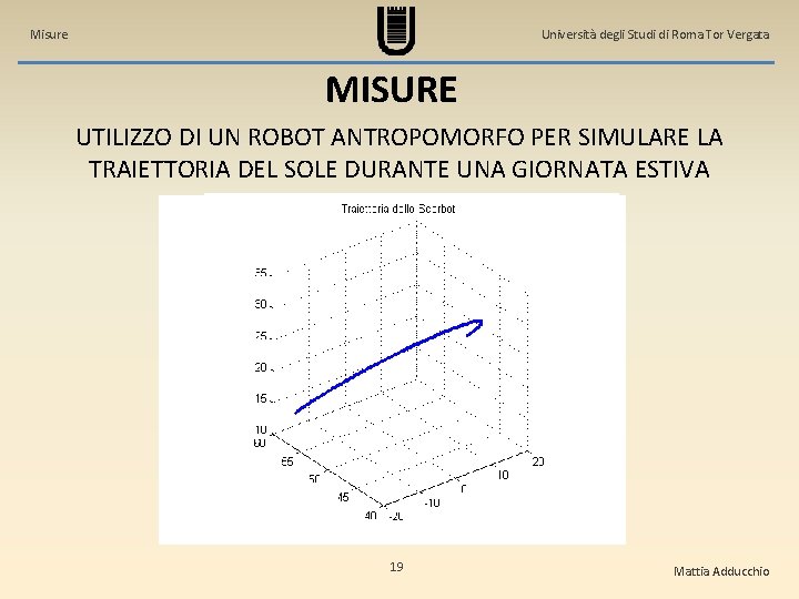 Misure Università degli Studi di Roma Tor Vergata MISURE UTILIZZO DI UN ROBOT ANTROPOMORFO