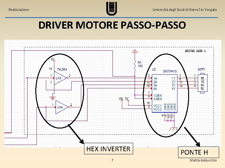 Realizzazione Università degli Studi di Roma Tor Vergata DRIVER MOTORE PASSO-PASSO HEX INVERTER 7