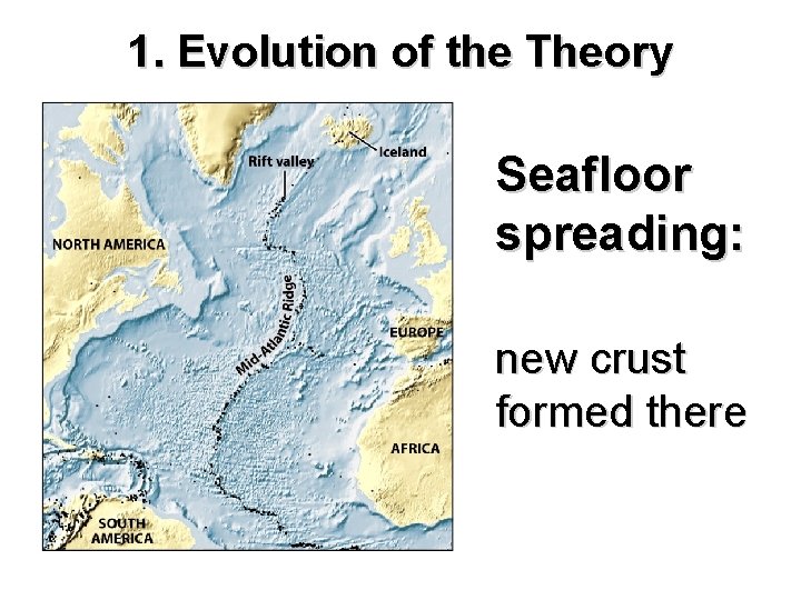 1. Evolution of the Theory Seafloor spreading: new crust formed there 