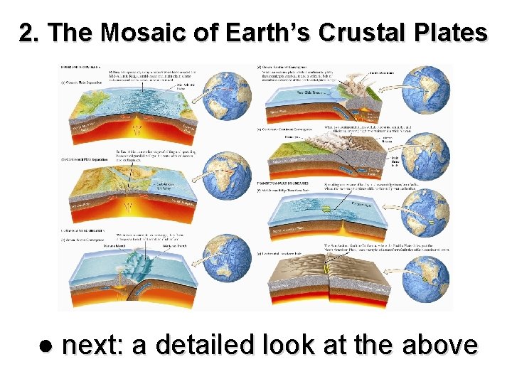 2. The Mosaic of Earth’s Crustal Plates ● next: a detailed look at the