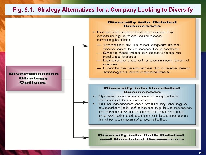 Fig. 9. 1: Strategy Alternatives for a Company Looking to Diversify 9 -17 