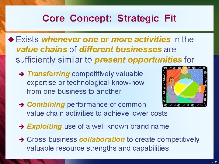 Core Concept: Strategic Fit u Exists whenever one or more activities in the value