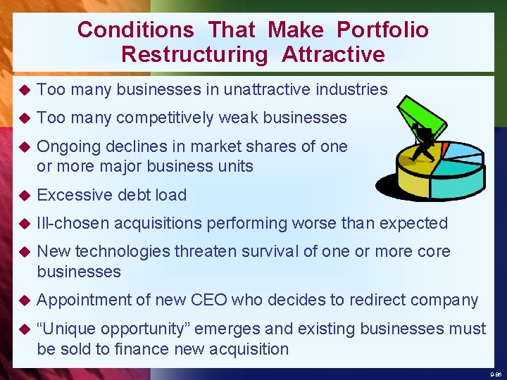 Conditions That Make Portfolio Restructuring Attractive u Too many businesses in unattractive industries u