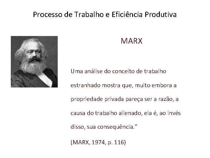 Processo de Trabalho e Eficiência Produtiva MARX Uma análise do conceito de trabalho estranhado