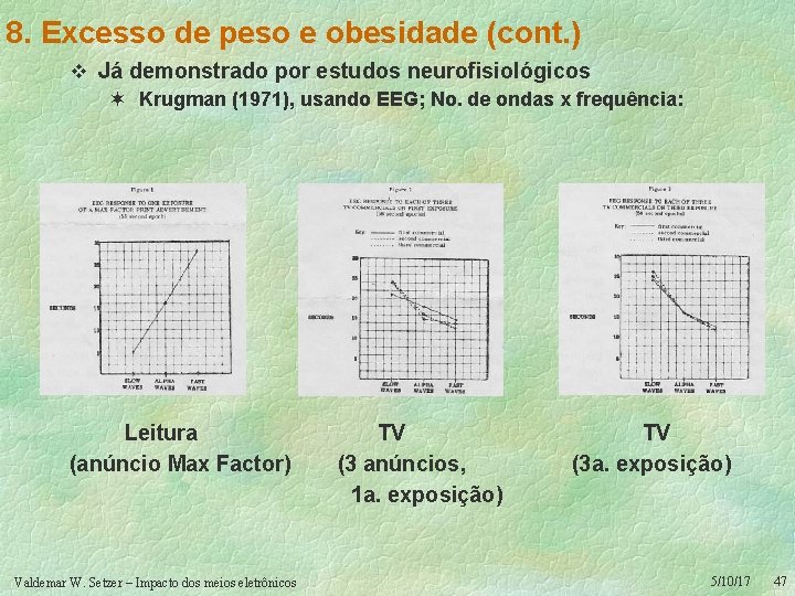 8. Excesso de peso e obesidade (cont. ) v Já demonstrado por estudos neurofisiológicos