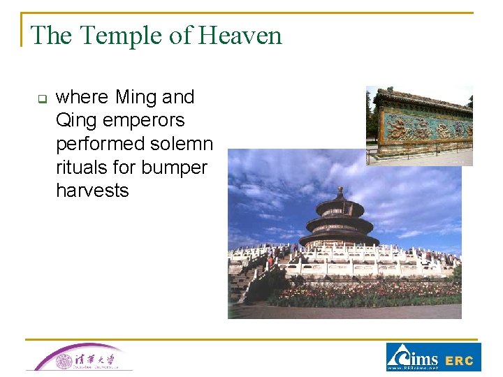 The Temple of Heaven q where Ming and Qing emperors performed solemn rituals for The Temple of Heaven q where Ming and Qing emperors performed solemn rituals for