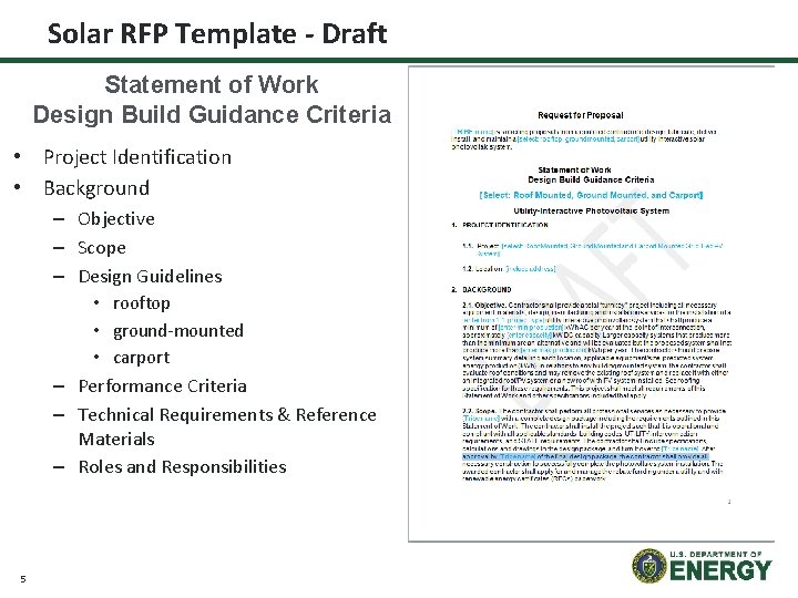 Solar RFP Template - Draft Statement of Work Design Build Guidance Criteria • Project