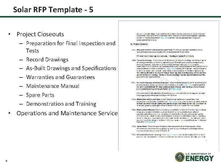Solar RFP Template - 5 • Project Closeouts – Preparation for Final Inspection and