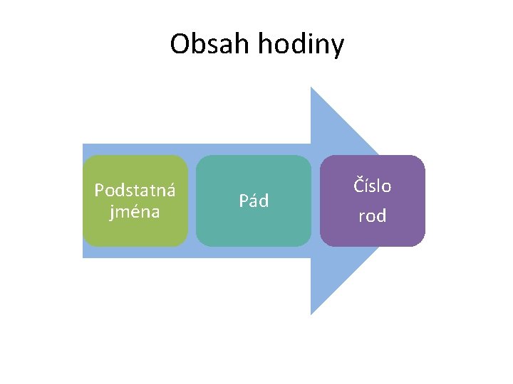 Obsah hodiny Podstatná jména Pád Číslo rod 