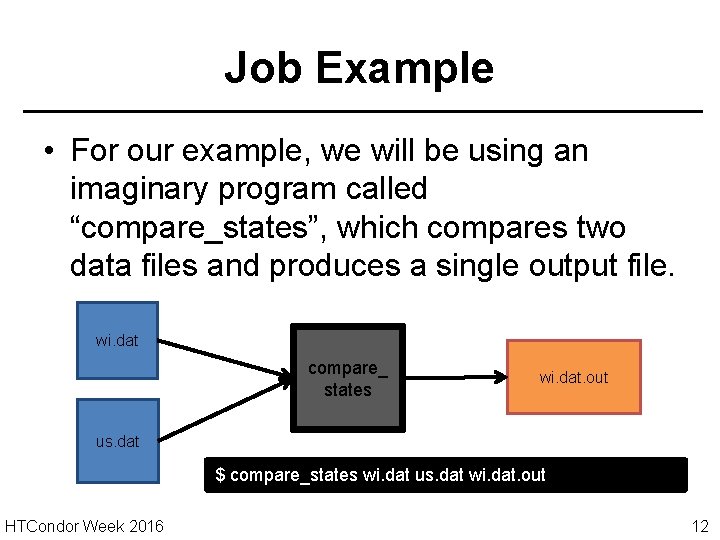 Job Example • For our example, we will be using an imaginary program called