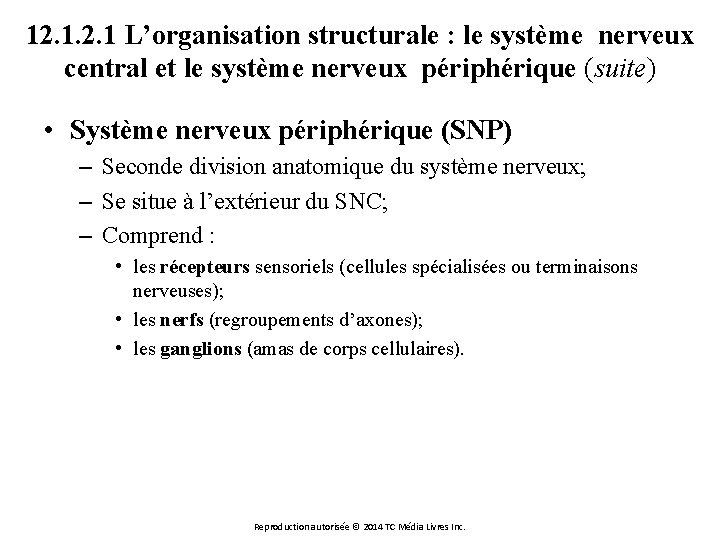 12. 1 L’organisation structurale : le système nerveux central et le système nerveux périphérique