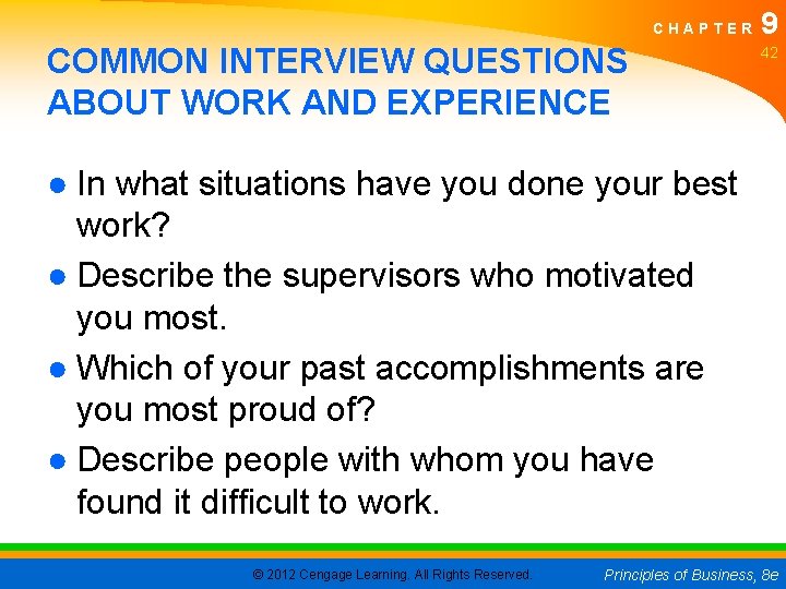 CHAPTER COMMON INTERVIEW QUESTIONS ABOUT WORK AND EXPERIENCE 9 42 ● In what situations