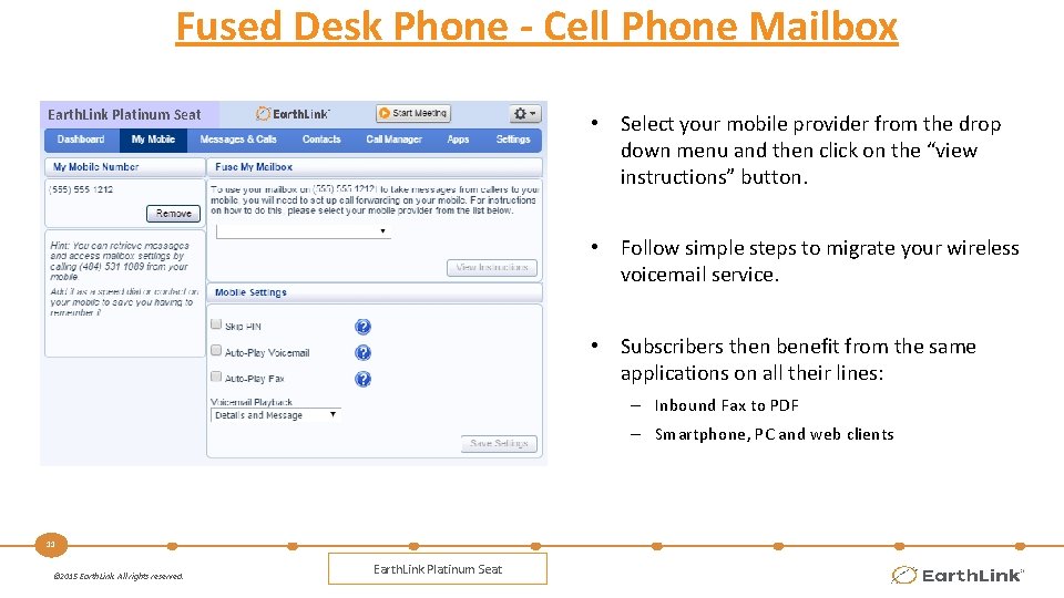 Fused Desk Phone - Cell Phone Mailbox Earth. Link Platinum Seat • Select your