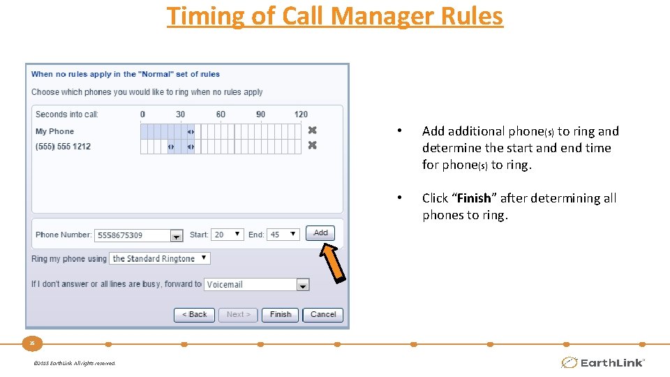 Timing of Call Manager Rules 25 © 2015 Earth. Link. All rights reserved. •