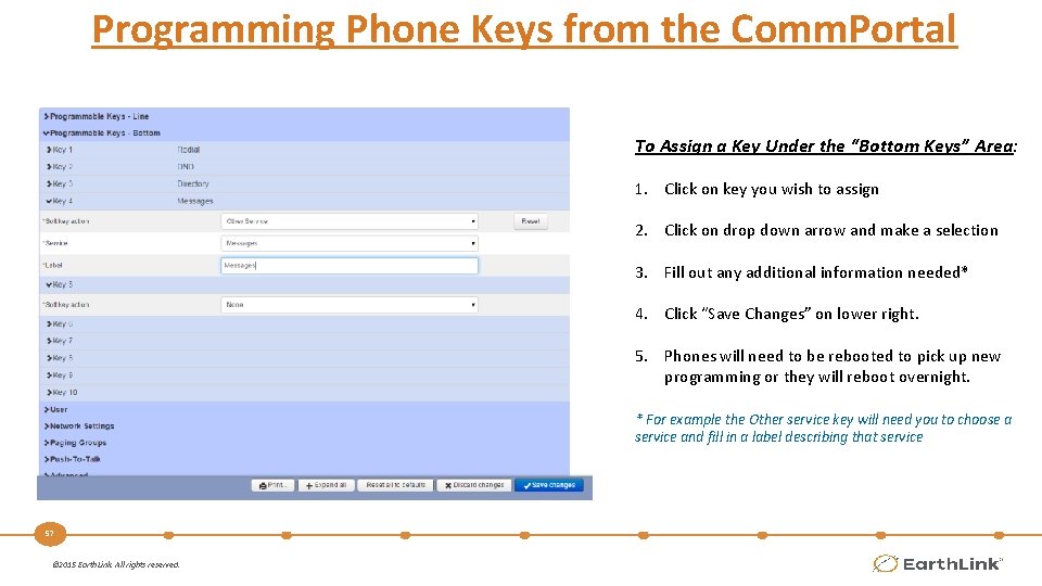 Programming Phone Keys from the Comm. Portal To Assign a Key Under the “Bottom