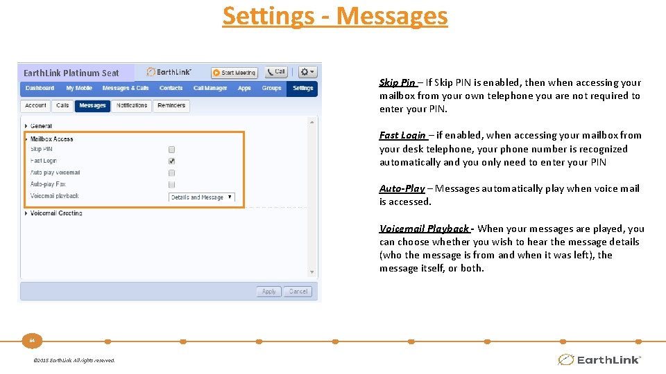 Settings - Messages Earth. Link Platinum Seat Skip Pin – If Skip PIN is