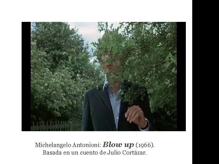 Michelangelo Antonioni: Blow up (1966). Basada en un cuento de Julio Cortázar. 