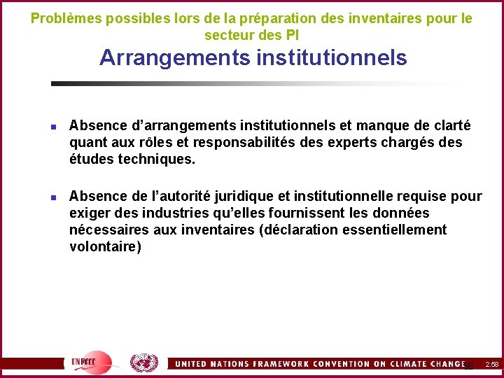 Problèmes possibles lors de la préparation des inventaires pour le secteur des PI n