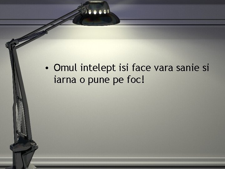  • Omul intelept isi face vara sanie si iarna o pune pe foc!