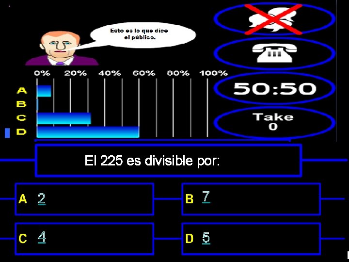 El 225 es divisible por: 2 7 4 5 