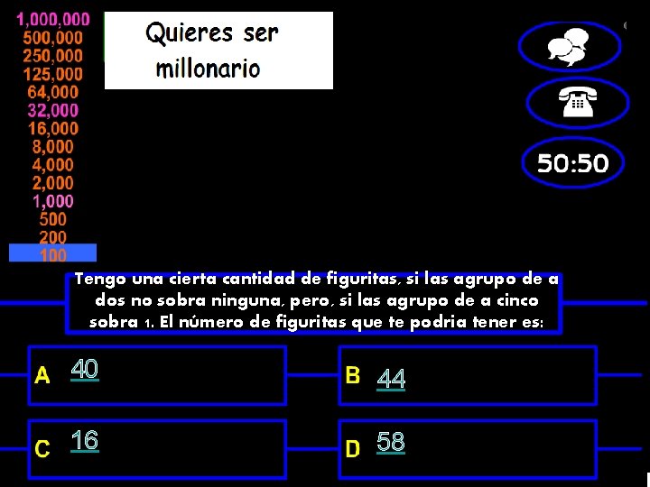 Tengo una cierta cantidad de figuritas, si las agrupo de a dos no sobra