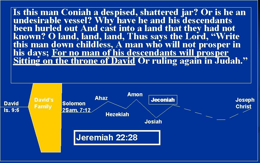 Is this man Coniah a despised, shattered jar? Or is he an undesirable vessel?