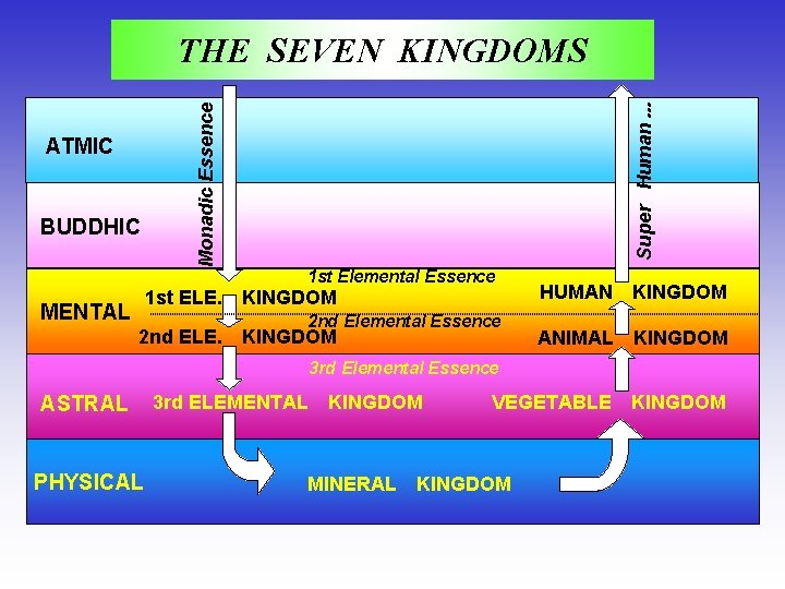 BUDDHIC Super Human. . . ATMIC Monadic Essence THE SEVEN KINGDOMS 1 st Elemental