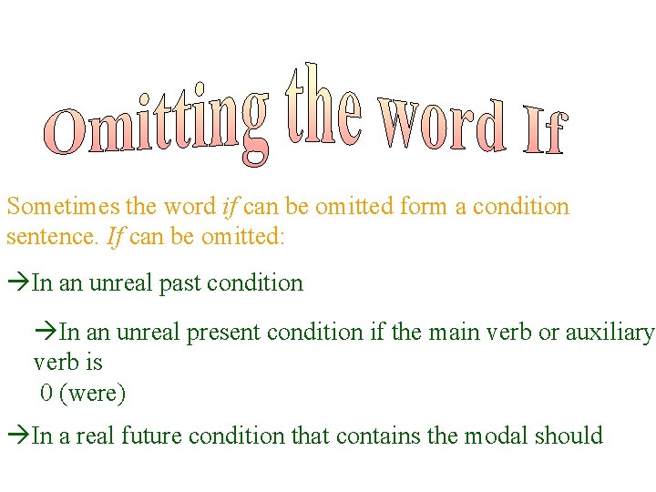 Sometimes the word if can be omitted form a condition sentence. If can be