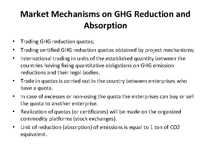 The Domestic Trading System on Greenhouse Gas Emissions