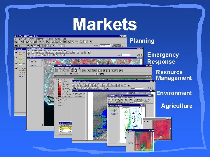 Markets Planning Emergency Response Resource Management Environment Agriculture 