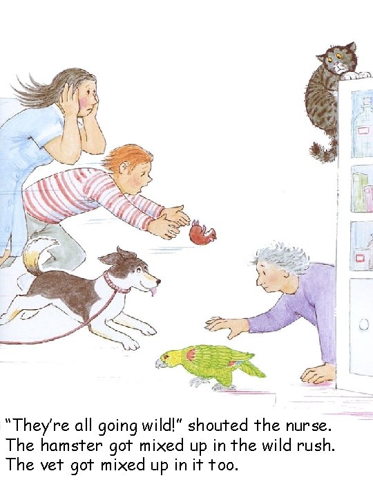 “They’re all going wild!” shouted the nurse. The hamster got mixed up in the
