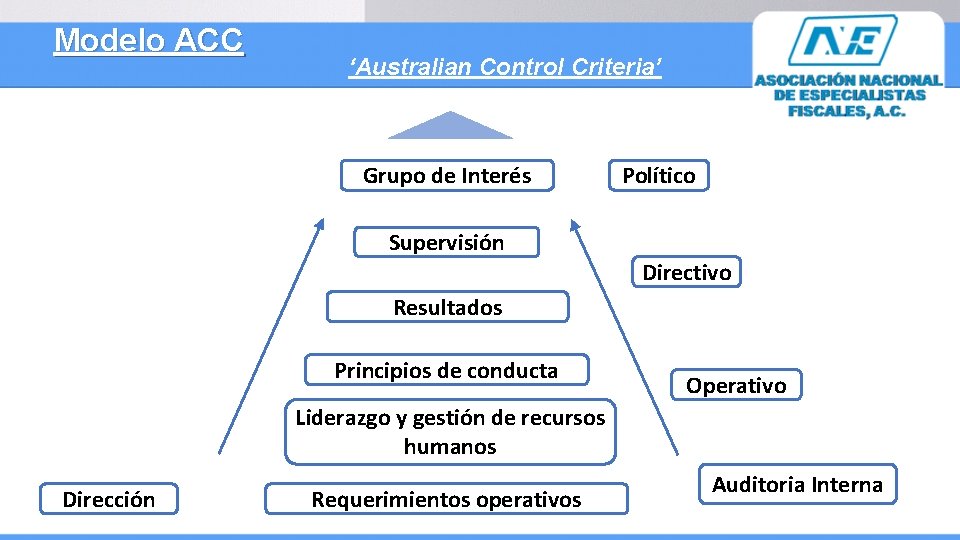 Modelo ACC ‘Australian Control Criteria’ Grupo de Interés Político Supervisión Directivo Resultados Principios de